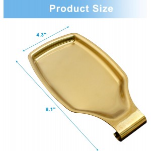 8.1 x 4.3 Inch Gold Square Spoon Rest, 304 Stainless Steel Utensil Holder Kitchen Spoon Rest, Cooking Utensils Holder for Stove Top Spatula Ladle, Dishwasher Safe