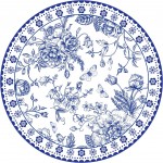 50 Pcs 14 Inch Blue Floral Paper Place Mats Chinoiserie Round Placemats Flower Disposable Decorative Table Mats for Dinner Table Setting Banquet Party Supplies