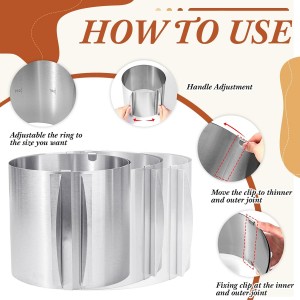 Hushee 2 Pcs 6 to 12 Inch Cake Ring 5.9 Inch High Adjustable Cake Mold Baking Rings Kit Round Stainless Steel Decorating Bakeware Tools with Scaling for Mousse Baking Dessert Making