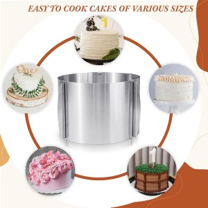 Hushee 2 Pcs 6 to 12 Inch Cake Ring 5.9 Inch High Adjustable Cake Mold Baking Rings Kit Round Stainless Steel Decorating Bakeware Tools with Scaling for Mousse Baking Dessert Making