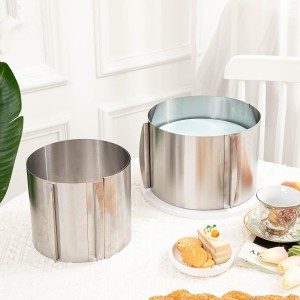Hushee 2 Pcs 6 to 12 Inch Cake Ring 5.9 Inch High Adjustable Cake Mold Baking Rings Kit Round Stainless Steel Decorating Bakeware Tools with Scaling for Mousse Baking Dessert Making