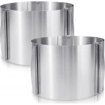 Hushee 2 Pcs 6 to 12 Inch Cake Ring 5.9 Inch High Adjustable Cake Mold Baking Rings Kit Round Stainless Steel Decorating Bakeware Tools with Scaling for Mousse Baking Dessert Making