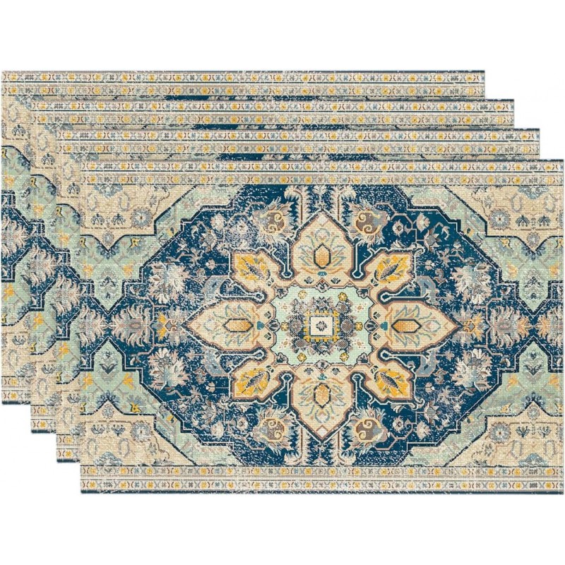 Artoid Mode Boho Bohemia Style Sliver Placemats Set of 4, 12x18 Inch Country Rustic Farmhouse Magical Fall Table Mats for Party Kitchen Dining Decoration