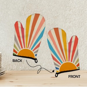 Mingnei Colourful Boho Sun Oven Mitts and Pot Holders Set, Boho Sun Kitchen Decor, Heat Resistant Hot Pads for Cooking Baking BBQ Grilling