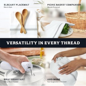 TEXAS LINEN CO. Cotton Kitchen Towels 12 Pack - 15 x 25 Inches - Highly Absorbent Dish Towels for Kitchen Drying, Soft Durable Reusable Quick Dry Tea, Kitchen and Dish Cloths Set - Grey Stripe