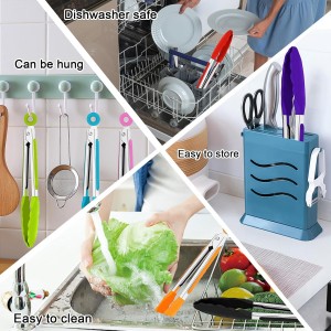 7 Pack Kitchen Tongs,Cooking Tongs with Stainless Steel Silicon Handles and Nylon Tips,7 Inch Stainless Steel Tongs,Heat Resistant Non-Stick BBQ Tongs with Locking, for Cooking Grilling Salad