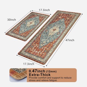 Collive Boho Kitchen Mats 2PCS, Cushioned Kitchen Mat for Floor Anti Fatigue Waterproof Kitchens Rugs Set of 2, Non Skid Comfort Standing Rug for Office, Sink, Laundry, 17.3