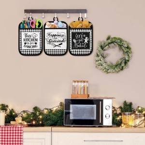 8 Pcs Pot Holders with Pocket Farmhouse Kitchen Black White Decoration Home Sweet Potholder Hot Pad Oven Mitt Cookie Bag Oven Gloves Heat Resistant for Kitchen Decoration Baking Cooking Gift Microwave