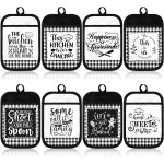 8 Pcs Pot Holders with Pocket Farmhouse Kitchen Black White Decoration Home Sweet Potholder Hot Pad Oven Mitt Cookie Bag Oven Gloves Heat Resistant for Kitchen Decoration Baking Cooking Gift Microwave