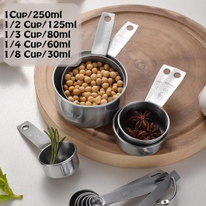 Stainless Steel Measuring Cups Set, 5 Pieces Kitchen Measuring Sets Gadgets tool,For Cooking & Baking,Measure Dry & Wet Ingredients And Liquid (Cups)