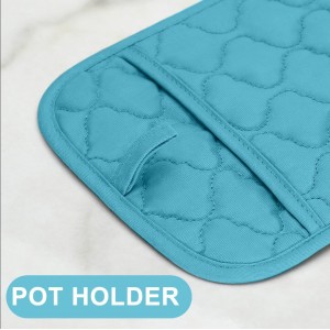 Oven Mitts Kitchen Towels and Dishcloths Pot Holders Sets, Oven Gloves Kitchen Dish Towels 500 Degree Heat Resistant Potholders with Non-Slip Silicone Surface for Cooking, Grilling, Baking-Blue