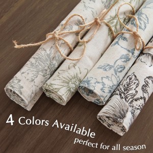 JINCHAN Floral Placemats Set of 4 Farmhouse Linen Placemats Cloth Table Mats Holiday Seasonal Rustic for Kitchen Dining Table Decor Heat Resistant Washable Tablemats 13x19 Inch Green