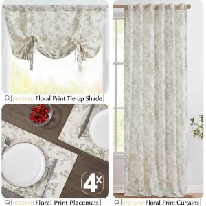 JINCHAN Floral Placemats Set of 4 Farmhouse Linen Placemats Cloth Table Mats Holiday Seasonal Rustic for Kitchen Dining Table Decor Heat Resistant Washable Tablemats 13x19 Inch Green