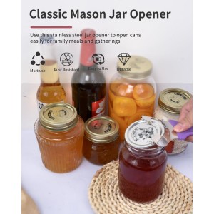 CYDW Mason Jar Opener Tool with No Lid Dents or Damage, Can Opener Manual Multi-Purpose, Easy Twist Manual Handheld Top Remover Utensil, Canning Supplies Tools and Bottle Opener, Made For Lifetime