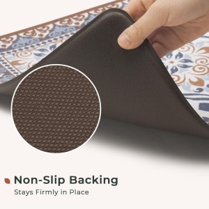 FRESHMINT Anti Fatigue Kitchen Mats for Floor 2 Piece Set, Waterproof & Non-Skid Moroccan Tile Kitchen Rugs, Cushioned Kitchen Mat for Standing Washable Comfort Desk Kitchen Runners, 17x30+17x47
