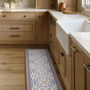 FRESHMINT Anti Fatigue Kitchen Mats for Floor 2 Piece Set, Waterproof & Non-Skid Moroccan Tile Kitchen Rugs, Cushioned Kitchen Mat for Standing Washable Comfort Desk Kitchen Runners, 17x30+17x47