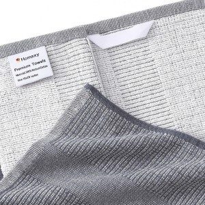 Homaxy Premium Kitchen Towels(18”x 28”, 6 Pack), Large Cotton Kitchen Hand Towels, Flat and Terry Dish Towels, 380 GSM Highly Absorbent Tea Towel Set with Hanging Loop, Grey