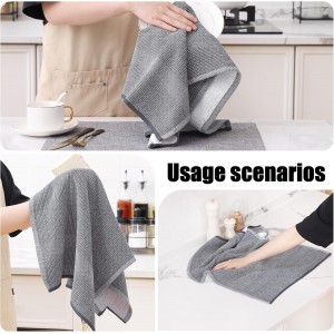 Homaxy Premium Kitchen Towels(18”x 28”, 6 Pack), Large Cotton Kitchen Hand Towels, Flat and Terry Dish Towels, 380 GSM Highly Absorbent Tea Towel Set with Hanging Loop, Grey