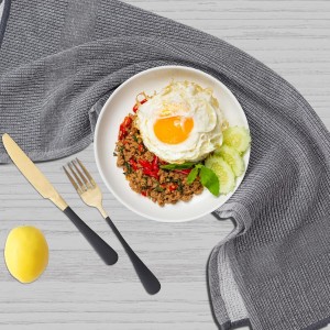 Homaxy Premium Kitchen Towels(18”x 28”, 6 Pack), Large Cotton Kitchen Hand Towels, Flat and Terry Dish Towels, 380 GSM Highly Absorbent Tea Towel Set with Hanging Loop, Grey