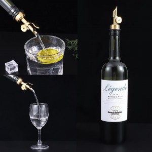 beyonday 6pcs Self Closing Liquor Bottle Pourers - Gold, Auto Flip Wine Bottle Stoppers with Rubber Dust Cap & Cleaning Brush, Weighted Olive Oil Vinegar Dispenser Spout, Fit about 3/4'' Bottle Mouth