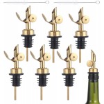 beyonday 6pcs Self Closing Liquor Bottle Pourers - Gold, Auto Flip Wine Bottle Stoppers with Rubber Dust Cap & Cleaning Brush, Weighted Olive Oil Vinegar Dispenser Spout, Fit about 3/4'' Bottle Mouth