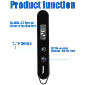 Meat Thermometer Digital for Cooking and Grilling,Instant Read Food Thermometer with Battery,Folding Accurate Probe Kitchen Thermometer for BBQ,Backlit LCD,Store by Magnet and Hook (Black)