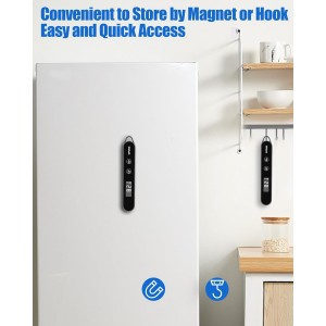 Meat Thermometer Digital for Cooking and Grilling,Instant Read Food Thermometer with Battery,Folding Accurate Probe Kitchen Thermometer for BBQ,Backlit LCD,Store by Magnet and Hook (Black)