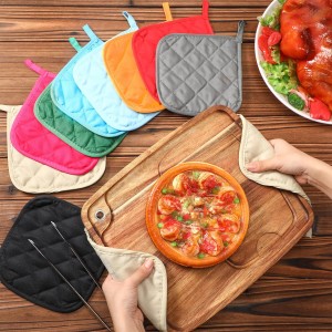 Layhit 36 Pcs Pot Holders for Kitchens Cotton Heat Resistant Potholders Oven Pot Holders Washable Hot Pads Bulk Potholders with Hanging Loops Cloth Coaster Mitts for Cooking Baking 7 x 7 Inch 9 Colors