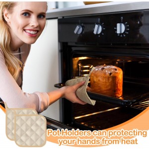 Layhit 36 Pcs Pot Holders for Kitchens Cotton Heat Resistant Potholders Oven Pot Holders Washable Hot Pads Bulk Potholders with Hanging Loops Cloth Coaster Mitts for Cooking Baking 7 x 7 Inch 9 Colors