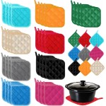 Layhit 36 Pcs Pot Holders for Kitchens Cotton Heat Resistant Potholders Oven Pot Holders Washable Hot Pads Bulk Potholders with Hanging Loops Cloth Coaster Mitts for Cooking Baking 7 x 7 Inch 9 Colors