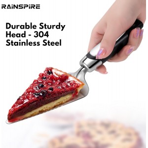 Rainspire Pie Server Spatula Stainless Steel, Pie Cutter Cake Cutter Slicer, Cake Server Spatula, Dishwasher Safe, Edges On Both Sides, Black