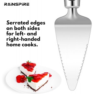 Rainspire Pie Server Spatula Stainless Steel, Pie Cutter Cake Cutter Slicer, Cake Server Spatula, Dishwasher Safe, Edges On Both Sides, Black