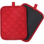 Glynniss Anti-Slip Grip Pot Holders for Kitchen, Cotton Oven Pot Holders Set with Neoprene for Heat Resistant 450F, 7x9 Inches Potholders Machine Washable 2PCS (red, 2)