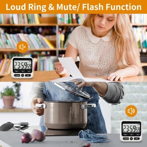 Digital Kitchen Timer 24 Hour Clock and Alarm Function with Silent or Alarm Manual Switching Count UP or Down and Memory Function for Cooking, Baking, Meeting