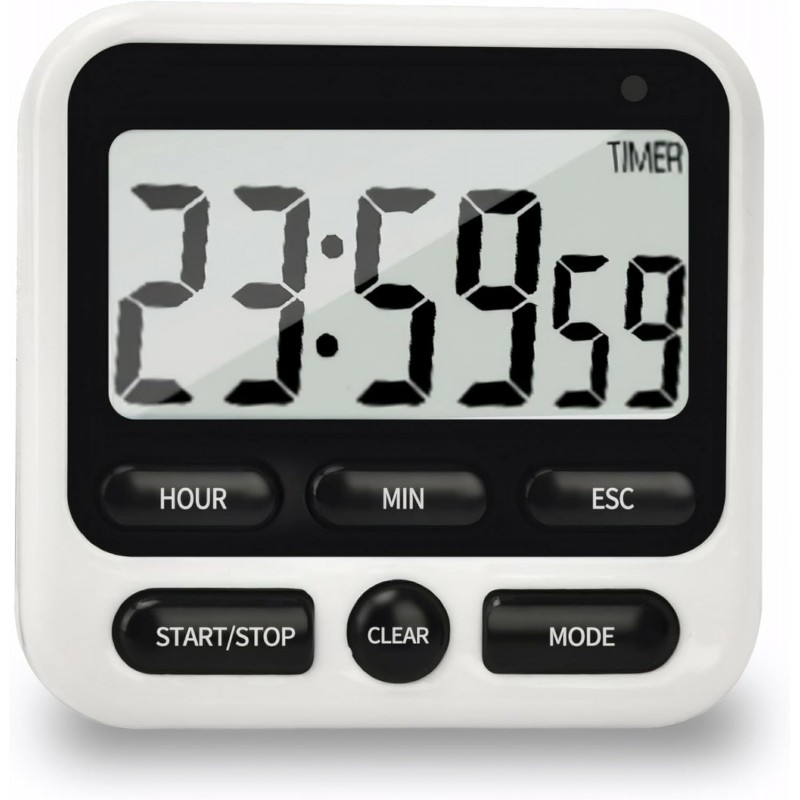 Digital Kitchen Timer 24 Hour Clock and Alarm Function with Silent or Alarm Manual Switching Count UP or Down and Memory Function for Cooking, Baking, Meeting
