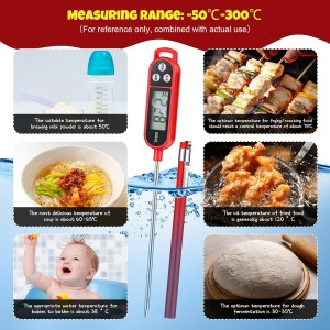 6 Pcs Meat Thermometer Food Thermometer with Probe Water Liquid Instant Read Digital Thermometer Cooking Thermometer Supplies BBQ Kitchen Thermometer for Cooking Milk Yogurt (Red)