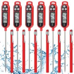 6 Pcs Meat Thermometer Food Thermometer with Probe Water Liquid Instant Read Digital Thermometer Cooking Thermometer Supplies BBQ Kitchen Thermometer for Cooking Milk Yogurt (Red)