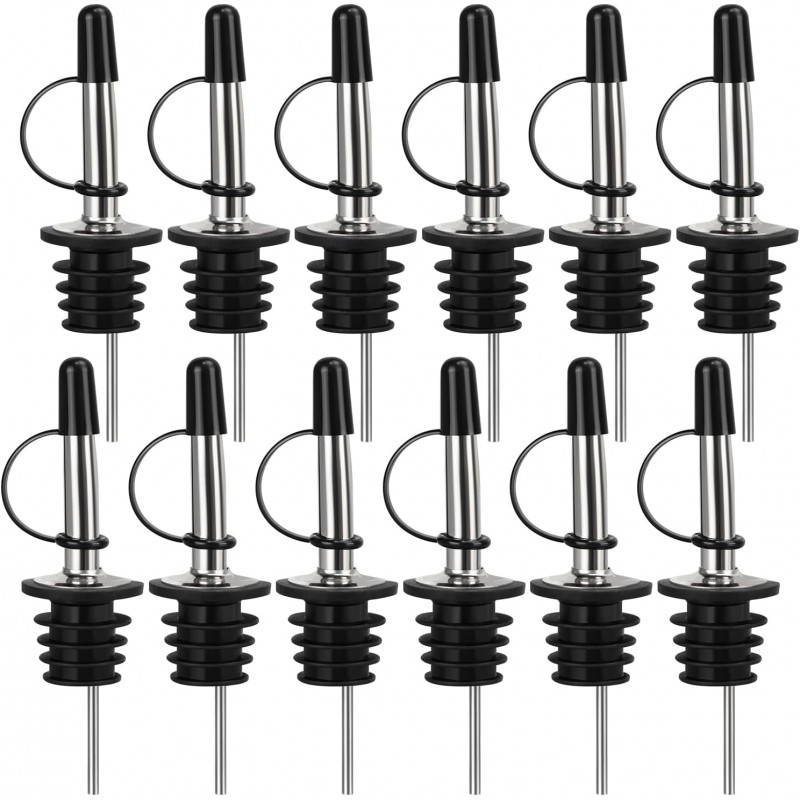 12/24/48/100 Pack Liquor Pour Spout, Stainless Steel Classic Bottle Pourers with Rubber Dust Cap, Speed Wine Bottle Pourer for Liquor Bottle, Oil Bottles