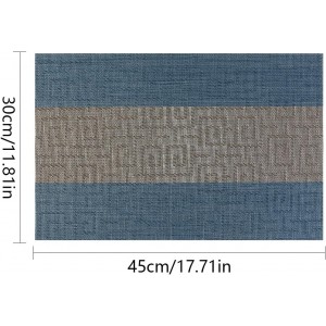 FAVE Placemats Set of 6 Indigo Blue Woven with Gray Placemats Durable and Wipeable Vinyl Placemat Set of 6 for Wedding, Banquet, Birthday, Party, Restaurant Decorations（Indigo Blue）