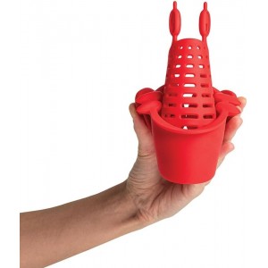 NEW Crabby Clip-On Strainer by OTOTO - Silicone and Stainless Steel Pasta Strainer, Funny Gifts, Cute Kitchen Accessories, Red Crab, Cool Kitchen Gadgets