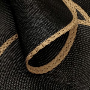 Noctiflorous Round Placemats Set of 4, 15 Inch Braided Hand Woven Table Mats, Heat Resistant Non-Slip Wipeable Thin Edge Place Mats for Kitchen Dining Indoor Outdoor Use(Black, 4)