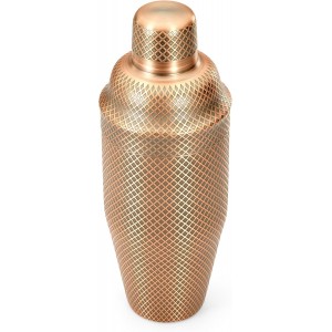 Barfly 3-Piece Diamond Lattice Etch Japanese Cocktail Shaker Set (24 Oz/700ml), Antique Copper