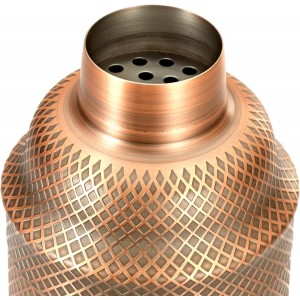Barfly 3-Piece Diamond Lattice Etch Japanese Cocktail Shaker Set (24 Oz/700ml), Antique Copper