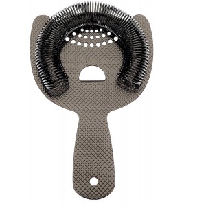 Barfly Diamond Lattice Etch Heavy Duty Spring Bar Strainer, Gun Metal Black