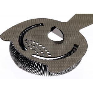 Barfly Diamond Lattice Etch Heavy Duty Spring Bar Strainer, Gun Metal Black