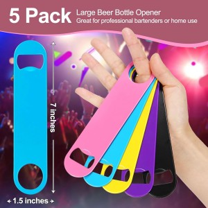 WEGAZ-5 Pack 7 Inches Large Colorful Beer Bottle Openers，Stainless Steel