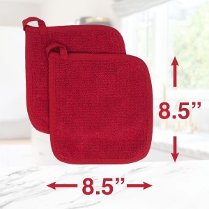 RITZ Terry Potholder & Hot Pad: Unparalleled Heat Resistant, Durable 100% Cotton – Ergonomically Designed for Optimal Grip – Easy-Care Machine Washable – 4-Pack, Paprika Red