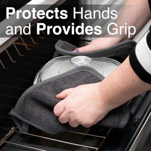 RITZ Terry Potholder & Hot Pad: Unparalleled Heat Resistant, Durable 100% Cotton – Ergonomically Designed for Optimal Grip – Easy-Care Machine Washable – 4-Pack, Graphite