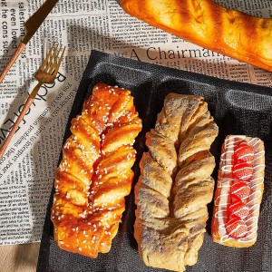 Maxcheck 2 Pcs Silicone Perforated Baking Forms Sandwich Mold French Baguette Bread Pan Mat 5 Loaf Non Stick Baking Liners for Home Kitchen