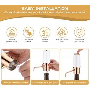 Electric Wine Aerator Pourer with Stopper, Automatic Wine Bottle Dispenser Machine with USB Rechargeable and Multi-Smart Wine Decanter, Best Wine Gifts for Wine Lovers
